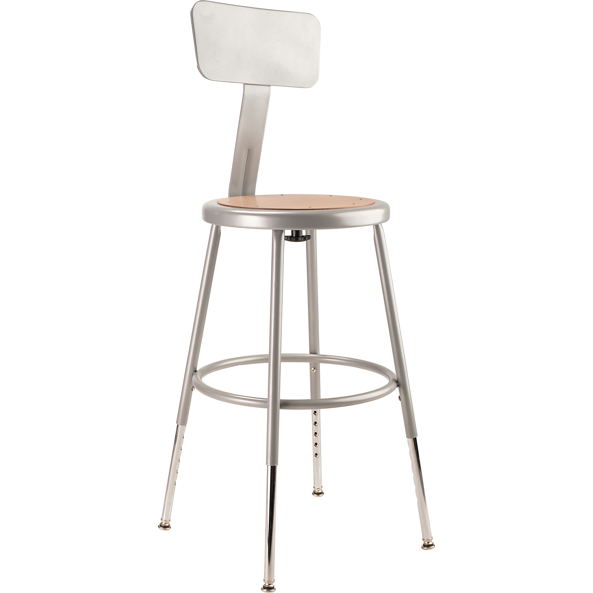 National Public Seating, 18.5in.-26.5in. Height Adjustable Steel Stool Backrest, Primary Color Gray, Included (qty.) 1, Seating Type Office Stool, Model# 6218HB